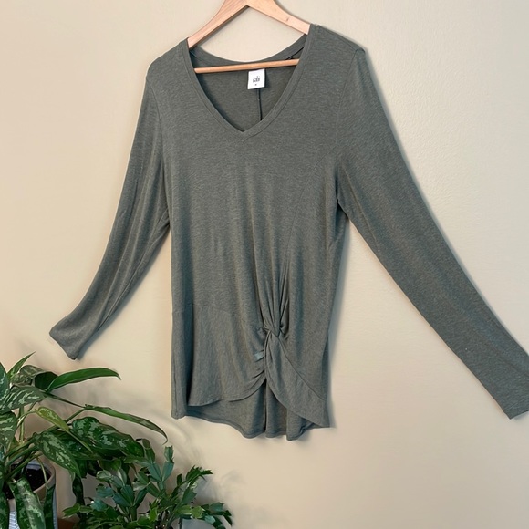 Cabi sage green, twist knot front tee. - Picture 1 of 7